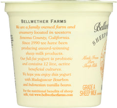 BELLWETHER FARMS: Sheep Milk Yogurt Vanilla, 6 oz