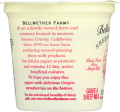 BELLWETHER FARMS: Sheep Milk Yogurt Strawberry, 6 oz