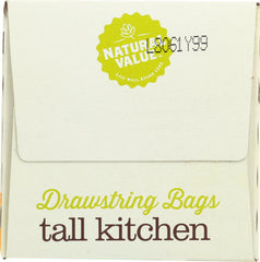 NATURAL VALUE: Drawstring Kitchen Plastic Bags, 20 pc