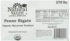 NATURAL VALUE: Pasta Penne Regatti 2-10LB, 20 lb