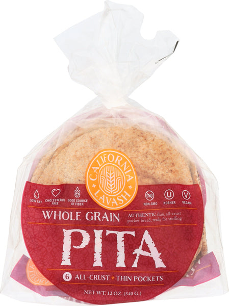 CALIFORNIA LAVASH: Whole Grain Pita, 12 oz