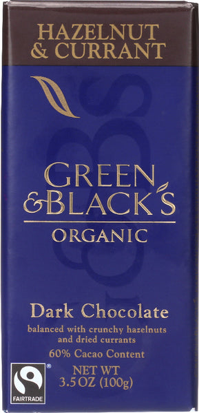 GREEN & BLACK'S: Organic Hazelnut & Currant Dark Chocolate, 3.5 oz