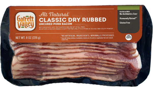 GARRETT VALLEY: Classic Dry Rubbed Sliced Bacon, 8 oz
