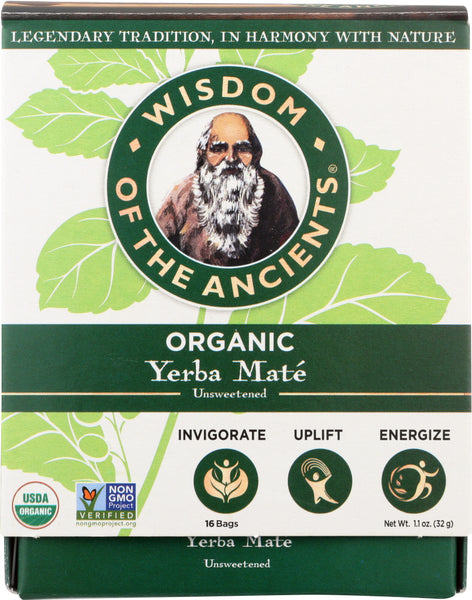 WISDOM OF THE ANCIENTS: Organic Yerba Mate Tea Bags, 1.1 oz