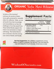 WISDOM OF THE ANCIENTS: Tea Yerba Mate Hibscus 16 Bags, 1.1 oz