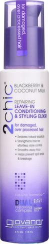 GIOVANNI: Cosmetic Conditioning & Styling Elixir Leave-In Ultra-Repair Blackberry & Coconut Milk, 4 Oz