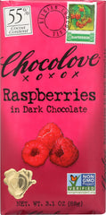 CHOCOLOVE: Raspberries In Dark Chocolate Bar, 3.1 oz