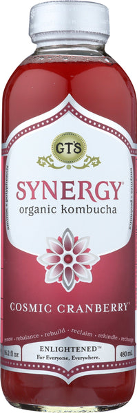 GT ENLIGHTENED KOMBUCHA: Synergy Cosmic Cranberry Drink,  16 Oz