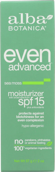 ALBA BOTANICA: Even Advanced Moisturizer SPF 15 Sea Moss, 2 oz