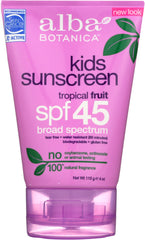 ALBA BOTANICA: Natural Very Emollient Sunscreen Kids SPF 45, 4 oz