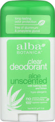 ALBA BOTANICA: Clear Enzyme Deodorant Stick Aloe Unscented, 2 oz