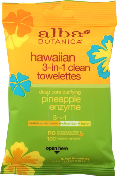 ALBA BOTANICA: Hawaiian 3-in-1 Clean Towelettes, 10 pc