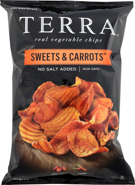 TERRA CHIPS: Sweets and Carrots Sweet Potato Chips No Salt Added, 6 oz