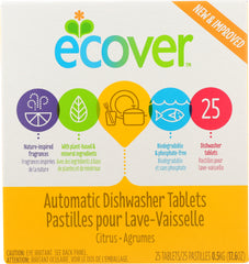 ECOVER: Automatic Dishwasher Tablets Citrus Scent 25 Tablets, 17.6 oz
