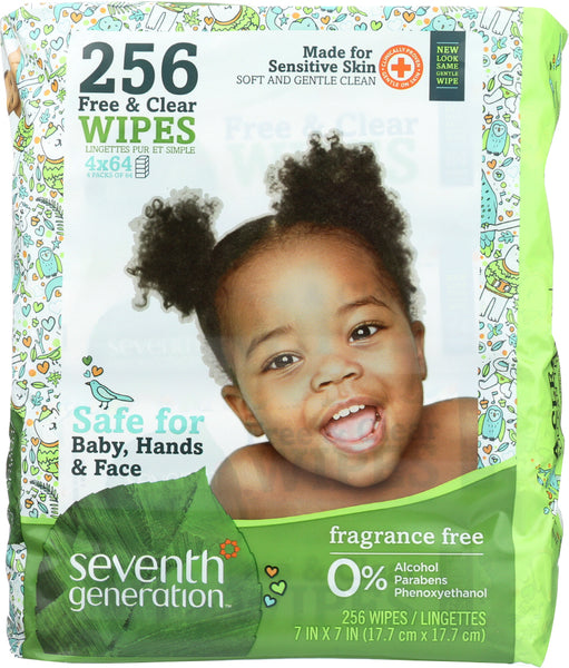 SEVENTH GENERATION: Baby Free and Clear Wipes Refill, 256 Wipes