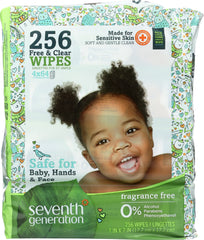 SEVENTH GENERATION: Baby Free and Clear Wipes Refill, 256 Wipes