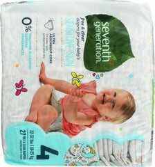 SEVENTH GENERATION: Baby Free & Clear Diapers Size 4 22-37 Pounds, 27 Diapers