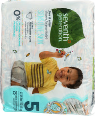 SEVENTH GENERATION: Baby Free & Clear Diapers Size 5 27 Plus Pounds, 23 pc