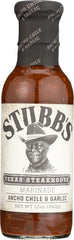 STUBB'S: All-Natural Marinade Texas Steakhouse Ancho Chile & Garlic, 12 oz