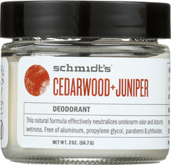 SCHMIDTS: Deodorant Cedarwood Juniper, 2 oz