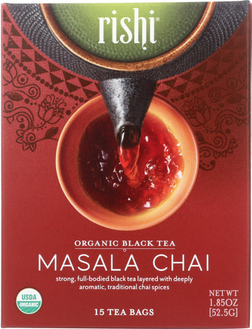 RISHI TEA: Masala Chai Tea 15 Tea Bags, 52.5 gm