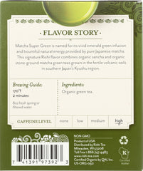 RISHI TEA: Matcha Super Green Tea 15 Tea Bags, 40.5 gm