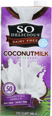 SO DELICIOUS: Beverage Milk Coconut Unsweetened Vanilla, 32 fo