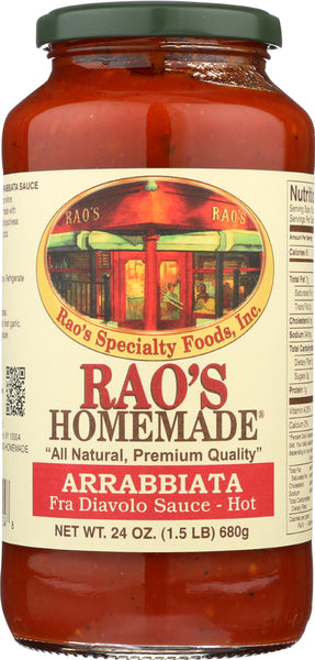 RAO'S HOMEMADE: Hot Arrabbiata Fra Diavolo Sauce, 24 oz