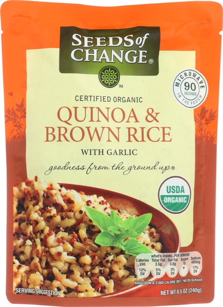 SEEDS OF CHANGE: Organic Quinoa and Brown Rice with Garlic, 8.5 Oz