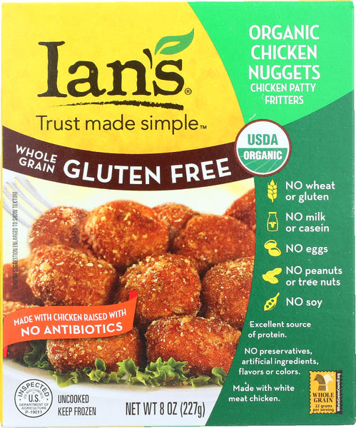 IANS NATURAL FOODS: Whole Grain Gluten Free Organic Chicken Nuggets, 8 oz