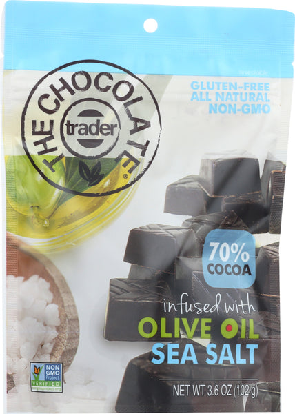 THE CHOCOLATE TRADER: Dark Chocolate Olive Oil Sea Salt, 3.6 oz