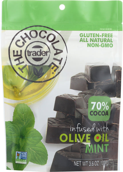 THE CHOCOLATE TRADER: Dark Chocolate Olive Oil Mint, 3.6 oz