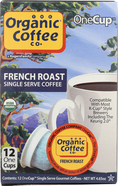ORGANIC COFFEE CO.: One Cup Organic French Roast Coffee, 12 One Cups