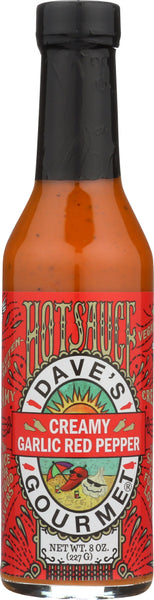 DAVES GOURMET: Creamy Garlic Red Pepper Hot Sauce, 8 oz