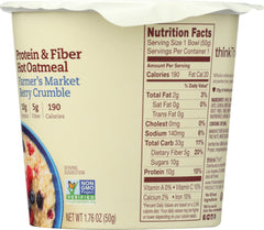 THINKTHIN: Protein and Fiber Hot Oatmeal Farmer's Market Berry Crumble, 1.76 oz