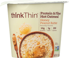 THINKTHIN: Protein and Fiber Hot Oatmeal Honey Peanut Butter, 1.76 oz