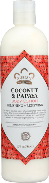 NUBIAN HERITAGE: Body Lotion Coconut & Papaya, 13 oz