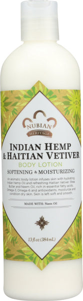 NUBIAN HERITAGE: Body Lotion Indian Hemp & Haitian Vetiver, 13 oz