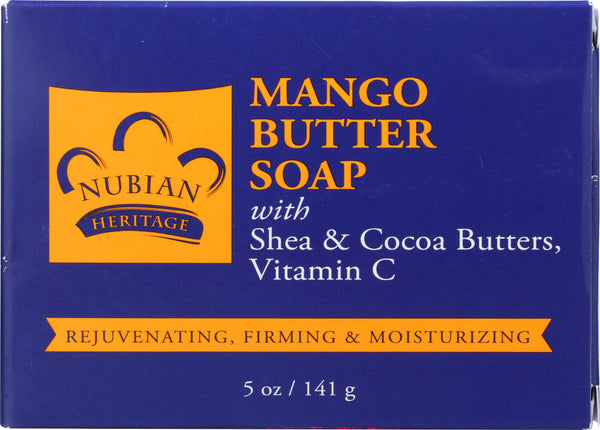 NUBIAN HERITAGE: Bar Soap Mango Butter with Shea and Cocoa Butters and Vitamin C, 5 oz