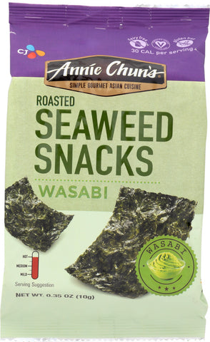 Annie Chun's Wasabi Roasted Seaweed Snacks Hot, 0.35 Oz