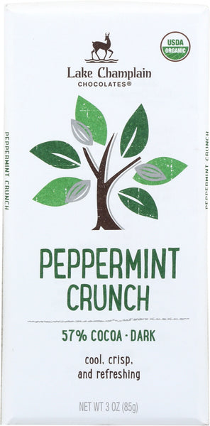 LAKE CHAMPLAIN CHOCOLATES: Chocolate Bar Cocoa Dark 57% Peppermint Crunch, 3 oz