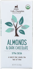 LAKE CHAMPLAIN CHOCOLATES: Chocolate Bar Almonds and Dark Chocolate 57% Cocoa, 3 oz
