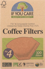 IF YOU CARE: Coffee Filters No. 4 Size, 100 Filters