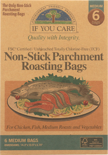 IF YOU CARE: Non-Stick Parchment Roasting Bags Medium, 6 bg