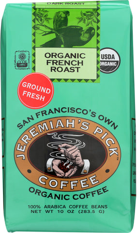 JEREMIAHS PICK COFFEE: French Roast Ground Coffee Organic, 10 oz