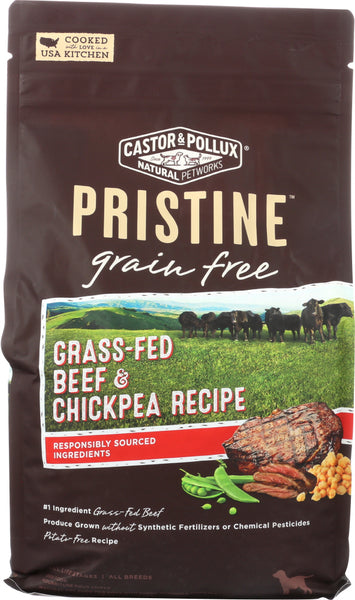CASTOR & POLLUX: Pristine Grain Free Grass Fed Beef & Chickpea Recipe 4 Lb