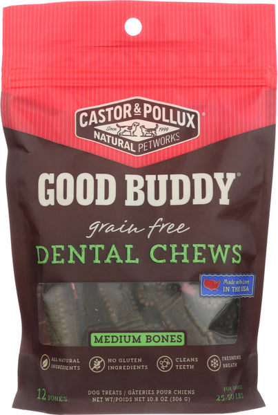 CASTOR & POLLUX: Good Buddy Grain Free Dental Chews Medium Bones 10.8 Oz