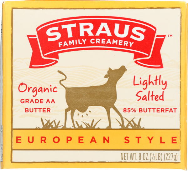 STRAUS: Organic Lightly Salted European Style Butter, 8 oz