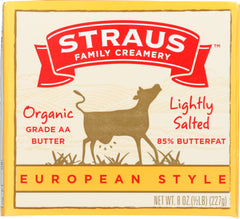 STRAUS: Organic Lightly Salted European Style Butter, 8 oz