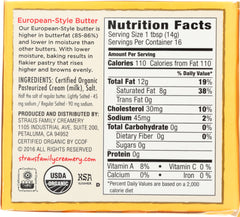 STRAUS: Organic Lightly Salted European Style Butter, 8 oz